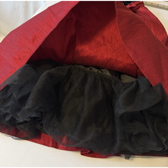 Jona Michelle Holiday Christmas Formal Dress Girls 8 Beaded Floral Velvet Red - Picture 7 of 11